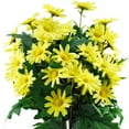 thumbnail image 1 of Flores de seda de margaritas, arreglo de flores artificiales para exteriores y ramo de boda (2 paquetes de flores, simplemente amarillo) Sincero  Juguete, 1 of 5