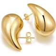 thumbnail image 2 of Hoop Earrings for Women, 18K Gold Plated Lightweight Hypoallergenic Chunky Open Hoops Jewelry for Gift, 2 of 6