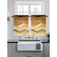 thumbnail image 2 of Coastal Yellow Tier Curtains 24 Inch Length,Sheer Curtains for Bedroom Living Room Window Ombre Ocean Wave Stripes Brown Beach Sand Small Half Window Kitchen Curtains & Drapes 27.5"x24" 2 Panels, 2 of 6
