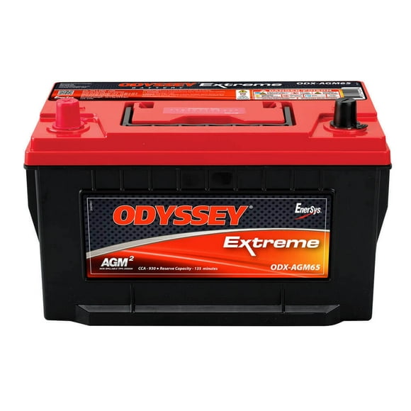 Odyssey Battery Battery ODX-AGM65 Extreme Series; 65 Group Size; 12 Volt; 950 Cold Cranking Amps/1750 Pulse Hot Cranking Amps; Tin-Plated Brass SAE Top Automotive Terminals; 11.8 Inch Length