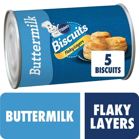 Pillsbury Flaky Layers Refrigerated Buttermilk Biscuits, 5 Count, 6 oz