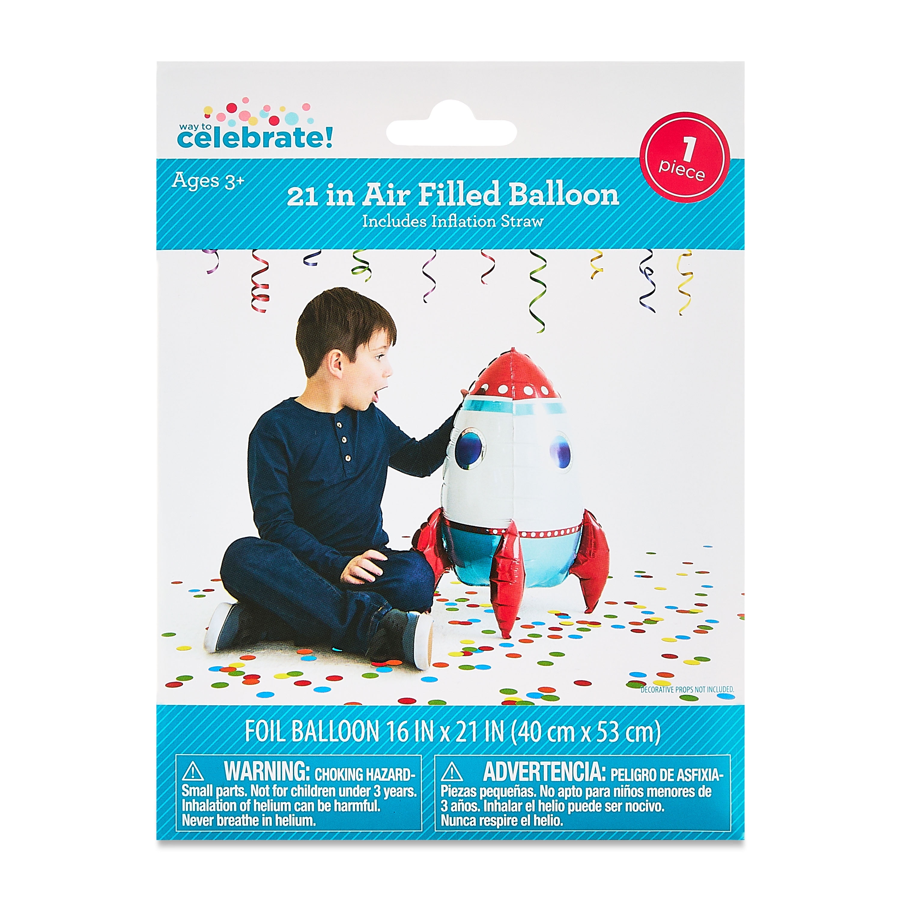21" Multicolor Rocket Air-Filled Balloon, by Way To Celebrate