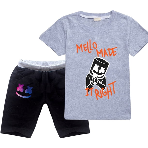 Conjunto de ropa DJ Marshmellow para niños de 2 a 16 años, niñas, adolescentes, top y pantalones cortos, conjunto deportivo, 2 piezas zhangmenya LED