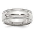 thumbnail image 3 of 925 Sterling Silver 8mm Comfort Fit Double Milgrain Band Ring Size 8.5, 3 of 6