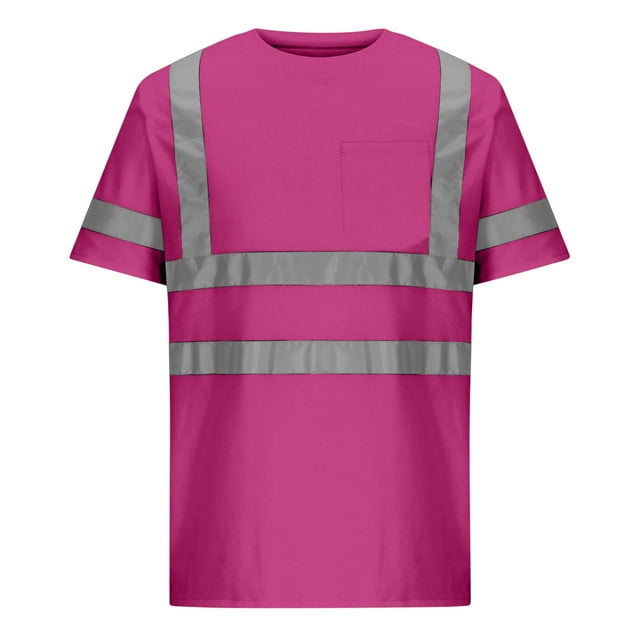 Mens Hi Vis Safety Shirt 2025 Short Sleeve Reflective Work Tee Lightweight Moisture Wicking Quick Dry Mesh High Visibility Construction Shirt Outdoor Utility Top