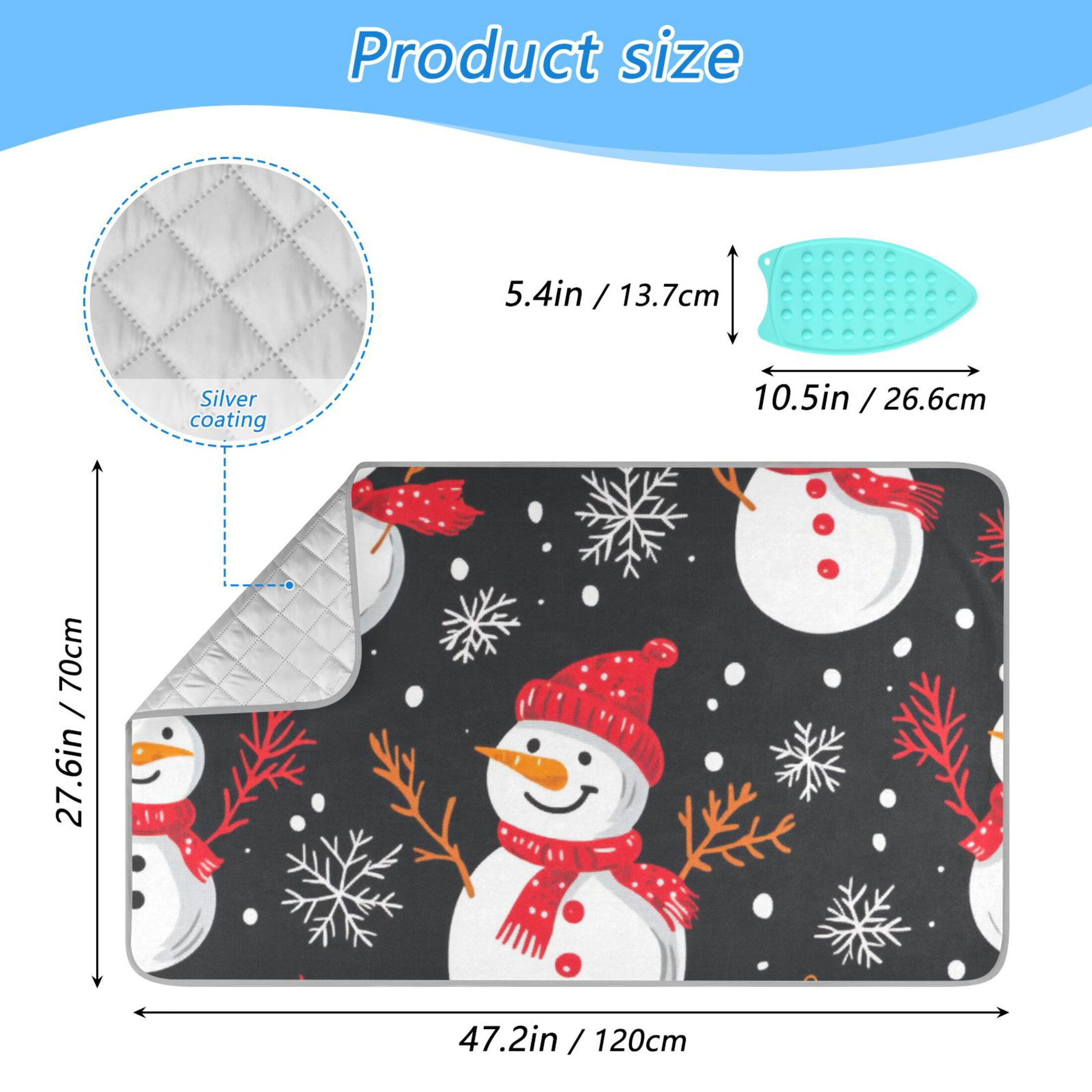 Snowman Black Background Ironing Mat Blanket for Table Top Travel Portable Ironing Board Pad 47.2x27.6 Inch