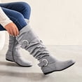 thumbnail image 6 of Love Steetly Women's Extra Wide Calf Knee High Boots, Slouchy Double Buckle Flat Fall Winter Boots., 6 of 7