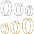 thumbnail image 1 of Foeses Large Thin Hoop Earrings, Stainless Steel, 6 Per Pack, 1 of 9