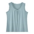 thumbnail image 4 of Antinious Pajama Tank Tops for Women Solid Crew Neck Sleeveless Tank Top With ,Holiday!Sleep Shirts for Women,Women Tops Casual,Light Blue,Free Size, 4 of 5