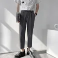 thumbnail image 3 of Pantalones holgados y elásticos para hombre, pantalones de oficina rectos y recortados, ropa de trabajo elástica fluida, vestido de estilo coreano, 3 of 5