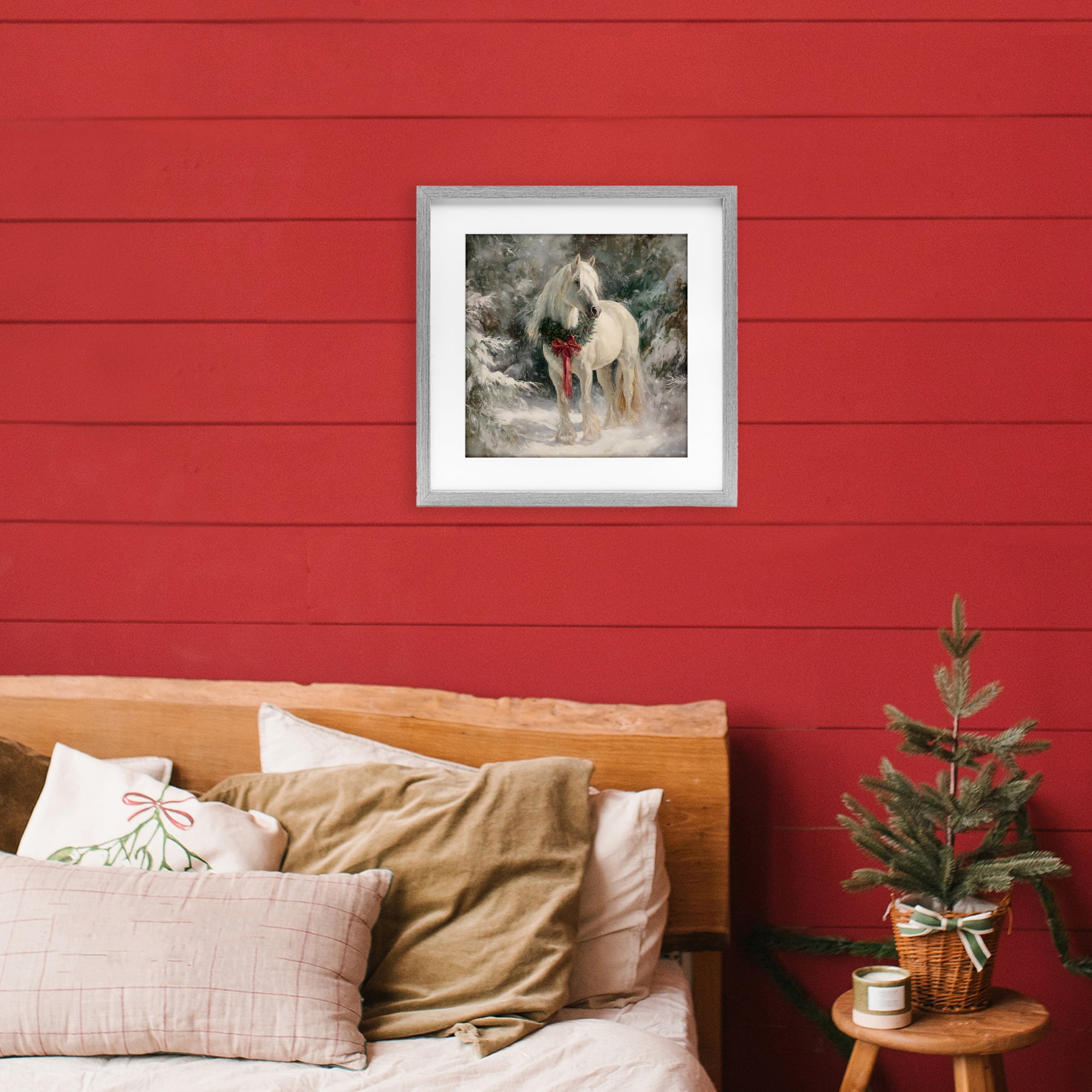 Stupell Industries Pretty Christmas Mare Gray Framed Print Under Glass, design by Tina LeCour
