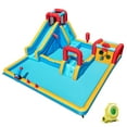 thumbnail image 1 of Patiojoy Inflatable Double Water Slide Park 9-in-1 Giant Bounce House w/ Climbing Wall 735W Blower Included, 1 of 9