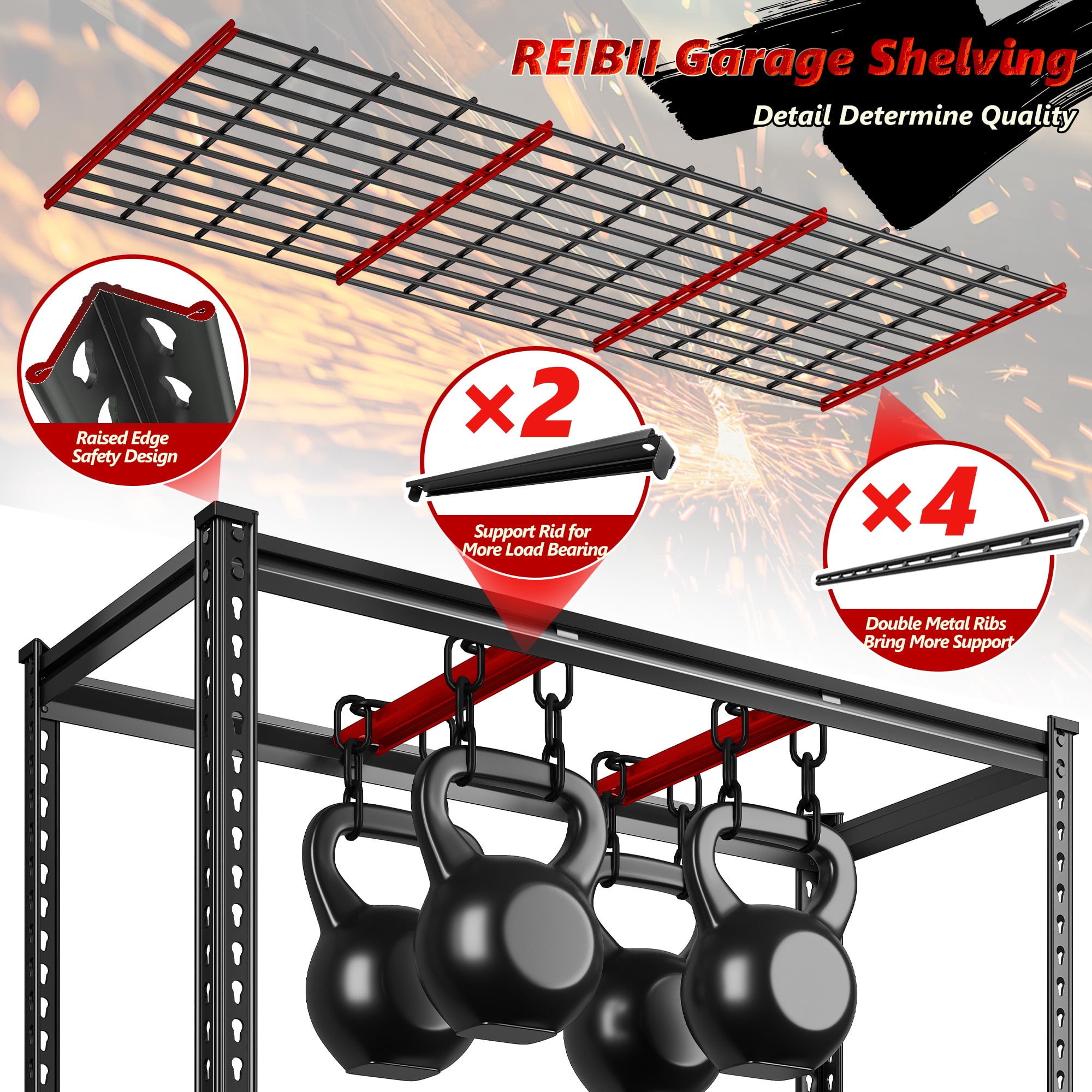 REIBII 78"H 6-Tier Storage Shelves for Garage Wire Shelving Units 3300LBS Adjustable Utility Shelf