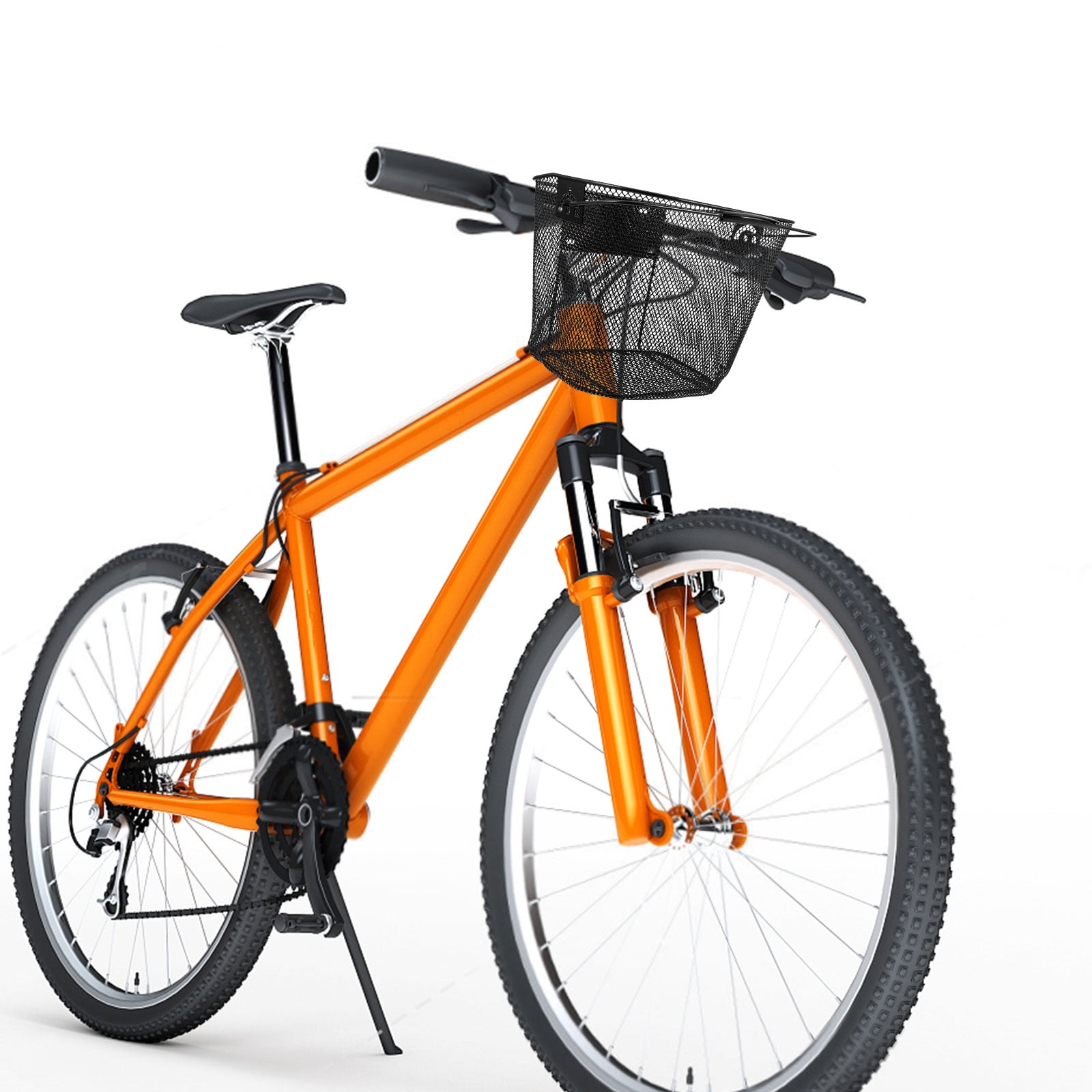 TABLZONE Metal Front Bike Basket with Handlebar Storage, Black - Cycling Accessory for Secure Carrying