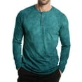 thumbnail image 5 of Inglocry Men's Henley T-Shirt, Long Sleeve Cotton Henley Tees for Men, 3-Button Fall Casual Shirts Turquoise 2XL, 5 of 5