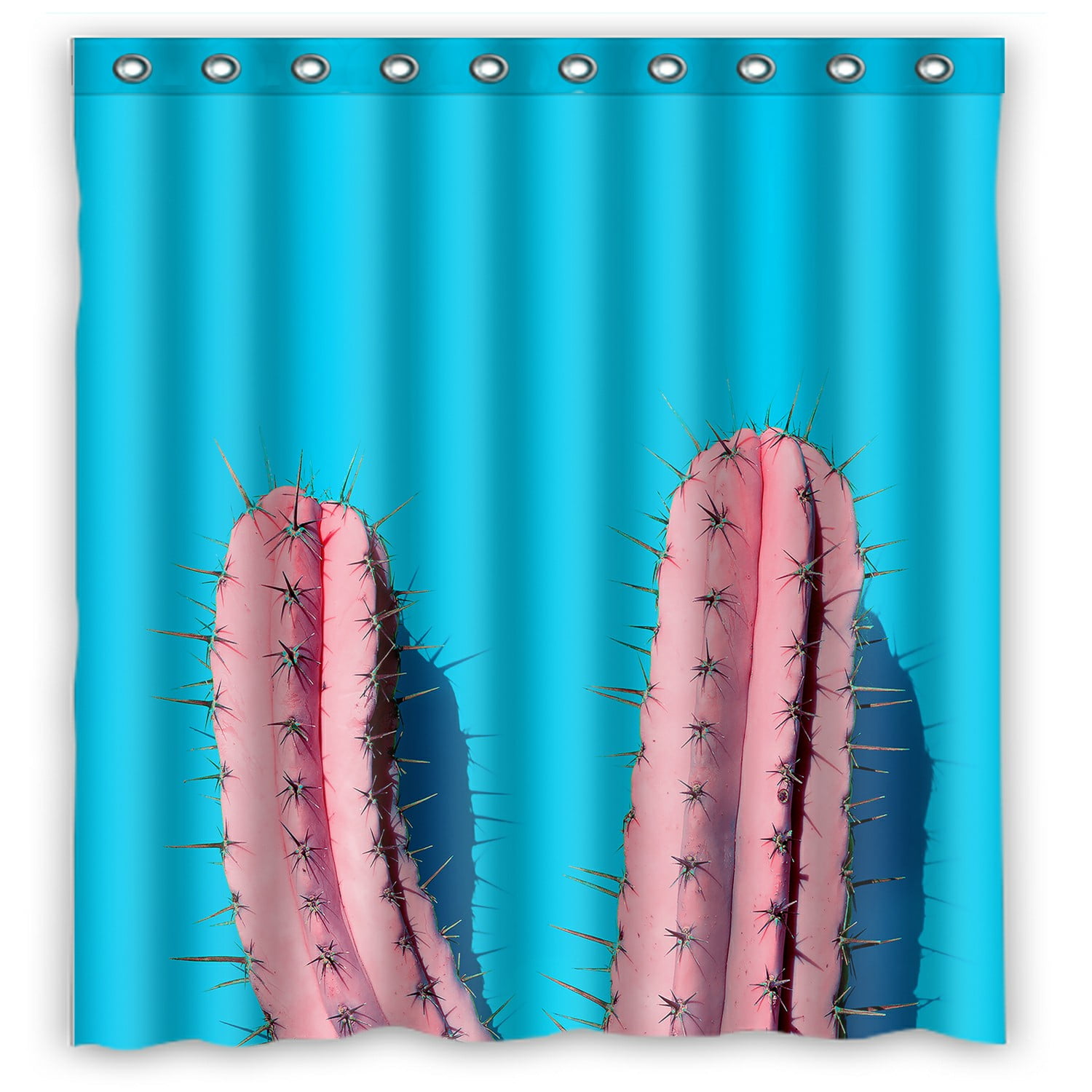 ECZJNT Pink Cactus Shower Curtain And Hooks For Home Decor 66x72 Inch