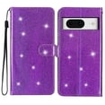 thumbnail image 6 of For Google Pixel 8 Case Bling Glitter Shiny Magnetic Closure Luxury PU Leather RFID Blocking Wallet Card Holder Hand Strap Folio Kickstand Flip Case Women Girls For Google Pixel 8, Purple, 6 of 7