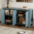 thumbnail image 3 of 4 Doors Buffet Cabinet with Storage, 59" Large Kitchen Sideboard Cabinet with Adjustable Shelf, Coffee Bar Cabinet with Distressed Finish for Living Room, Navy, 3 of 8