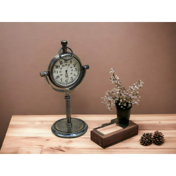 Retro Brass Table Clock Brass Maritime Collectible Shelf/Desk Clock Marine Nautical Clock Working Desk Clock with Stand Housewarming Gift