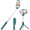 thumbnail image 1 of KOMI Perche à Selfie, Trépied Stable Extensible et Portable avec Support et Télécommande Sans Fil Détachable Compatible avec iPhone 14 13 12 pour Enregistrement Vidéo Selfies Vlog, Vert, 1 of 5