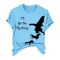thumbnail image 4 of JYLPZYR Summer Tops Women's Halloween Witch Print Crew Neck T Shirt Womens Tops(Sky Blue,XL), 4 of 4