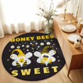 thumbnail image 3 of Honey Sweet Round Living Room Rugs 8 ft, Gnomes Bees Daisy Black Washable Large Area Rug with Non-Slip Sturdy Edge Binding Round Carpet for Dining Room Kitchen Office, 3 of 9