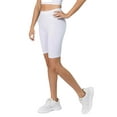 thumbnail image 2 of Women's My Kind of Look Peach Skin Biker Shorts, White, SM, 2 of 5