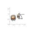 thumbnail image 2 of Shey Couture Sterling Silver with 14K Accent Antiqued Black Mother of Pearl Omega Back Earrings QTC65, 2 of 4