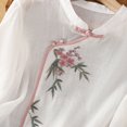 thumbnail image 6 of Drses Womens Summer Tops Women's Embroidered Cotton And Linen Standing Collar Slanted Collar Button 3/4 Sleeved Top Tops for Women Trendy, 6 of 8