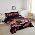thumbnail image 2 of Japanese Style Bedding Set Queen Size Moon Cherry Blossom Comforter Set Romantic Night Sky Scenery Quilt Set Teens Women Room Decor Exotic Pink Duvet Insert, 2 of 6
