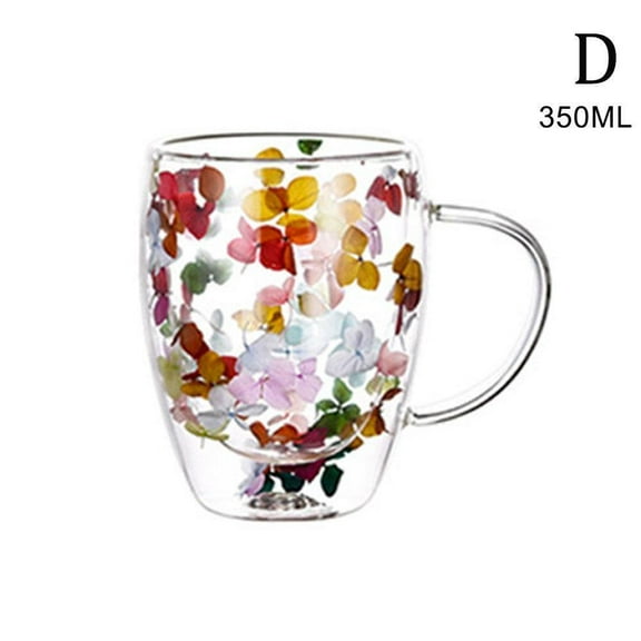 Double Wall Glass Cup Dry Flower Fillings Coffee Tea Mugs Heat Insulated Glass