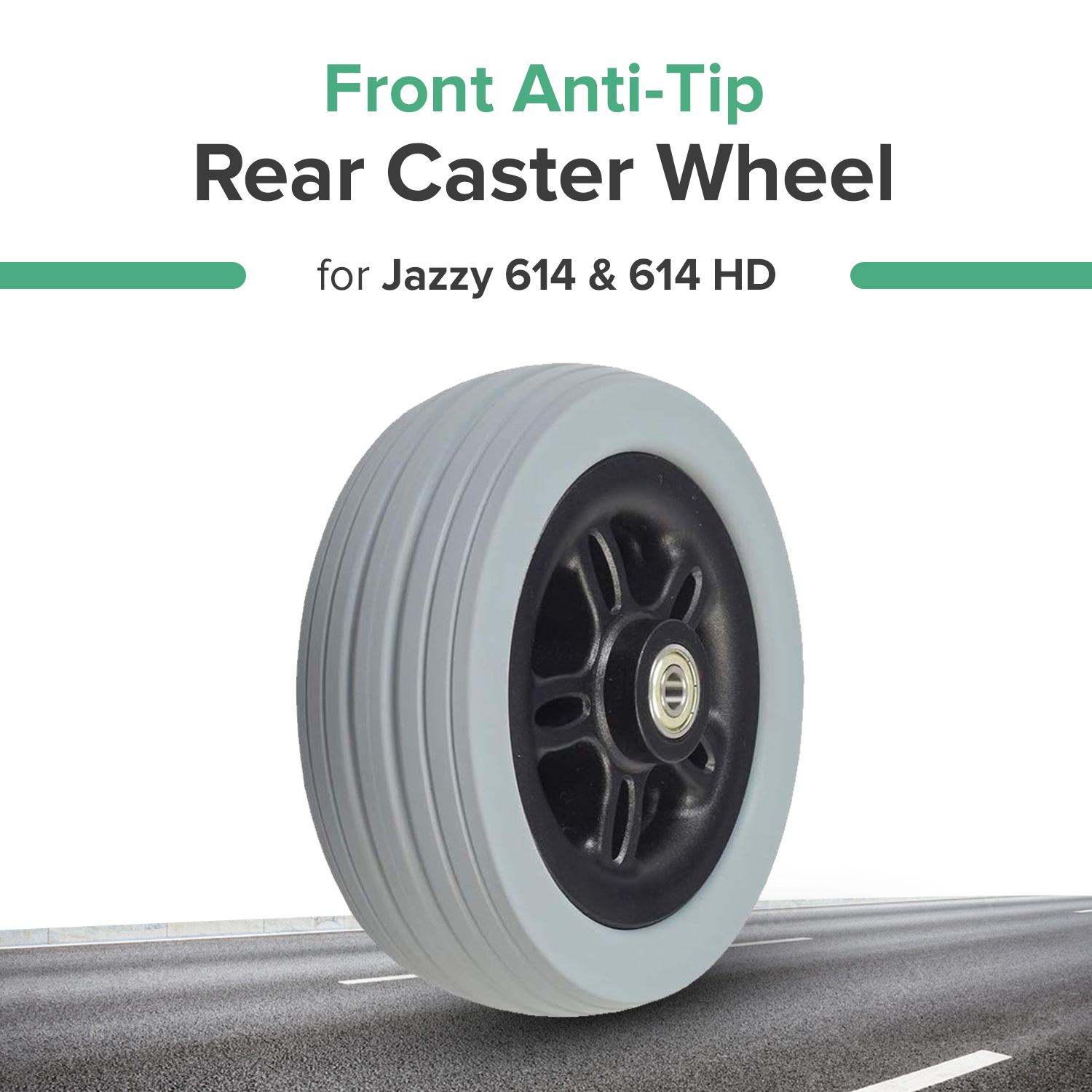 AlveyTech Front Anti-Tip / Rear Caster Wheel for Jazzy 614 & 614 HD Power Chair