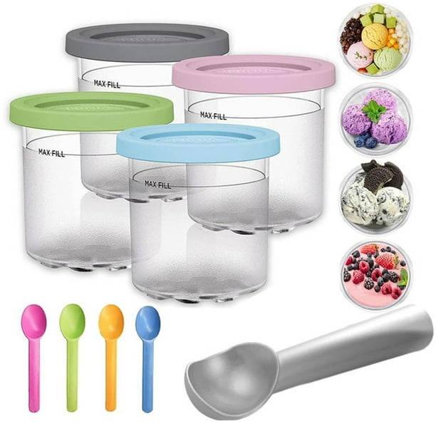 Juego de 4 recipientes para helado cremoso, vasos, frascos, tinas y botes, olla para batidos compatible con las máquinas para hacer helados con crema de las series NC299AMZ y NC300s