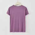 thumbnail image 4 of TKLPEHG Womens Short Sleeve T Shirts Button Crew Neck Pleated Tshirts Casual Loose Fitted Classic Solid Color Tshirt Summer Basic Tops Womens Clothes (Purple,L), 4 of 6