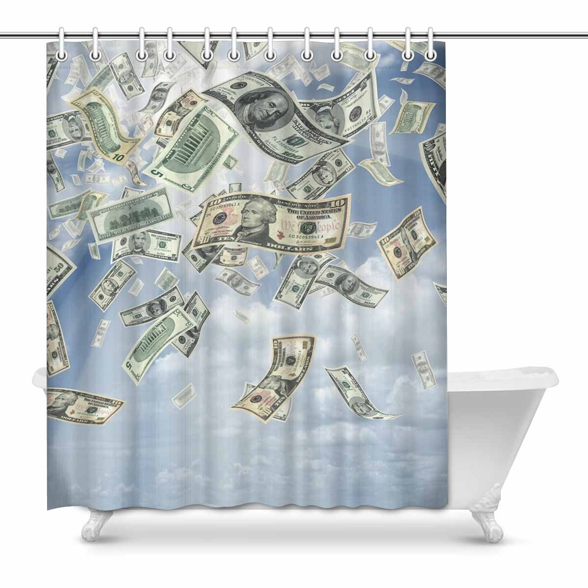 Mkhert Funny Wealth Idea The Rain Of Dollars Bills Currency Money Decor Waterproof Polyester Fabric Shower Curtain Bathroom Sets 60x72 Inch Walmart Com Walmart Com