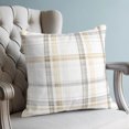 thumbnail image 4 of Pillow Covers 20x20 Set of 2, Yellow Brown Check Throw Pillow Covers Decorative Couch Cushion Cover, Farmhouse Line Buffalo Plaid Microfiber Soft Square Pillowcases for Bedroom Living Room Sofa, 4 of 9