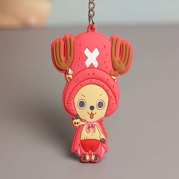 LLavero de Anime de una pieza, accesorios de goma, dibujos animados Kawaii, Luffy, Zoro, figuras, dijes, juguetes para niños, llaveros bonitos