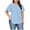 Light Blue, variant on HAiming Womens Plus Size Tops Summer Short Sleeve Solid V Neck Shirts Dressy Casual Loose Business Pleated Blouse