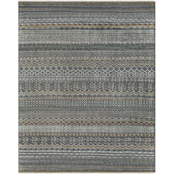Hauteloom Verdigris Wool Living Room, Bedroom Area Rug - Traditional - Charcoal, Light Gray, Peach - 10' x 14'