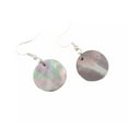 thumbnail image 2 of K-KED Natural Black 20mm Flat Coin Disk Shell Mother of Pearl Drop Dangle Earring, 2 of 3