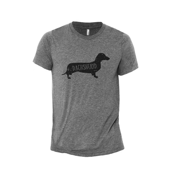 Dachshund Dog Silhouette Men's Modern Fit Fun Casual T-Shirt Printed Graphic Tee Heather Grey 2X-Large
