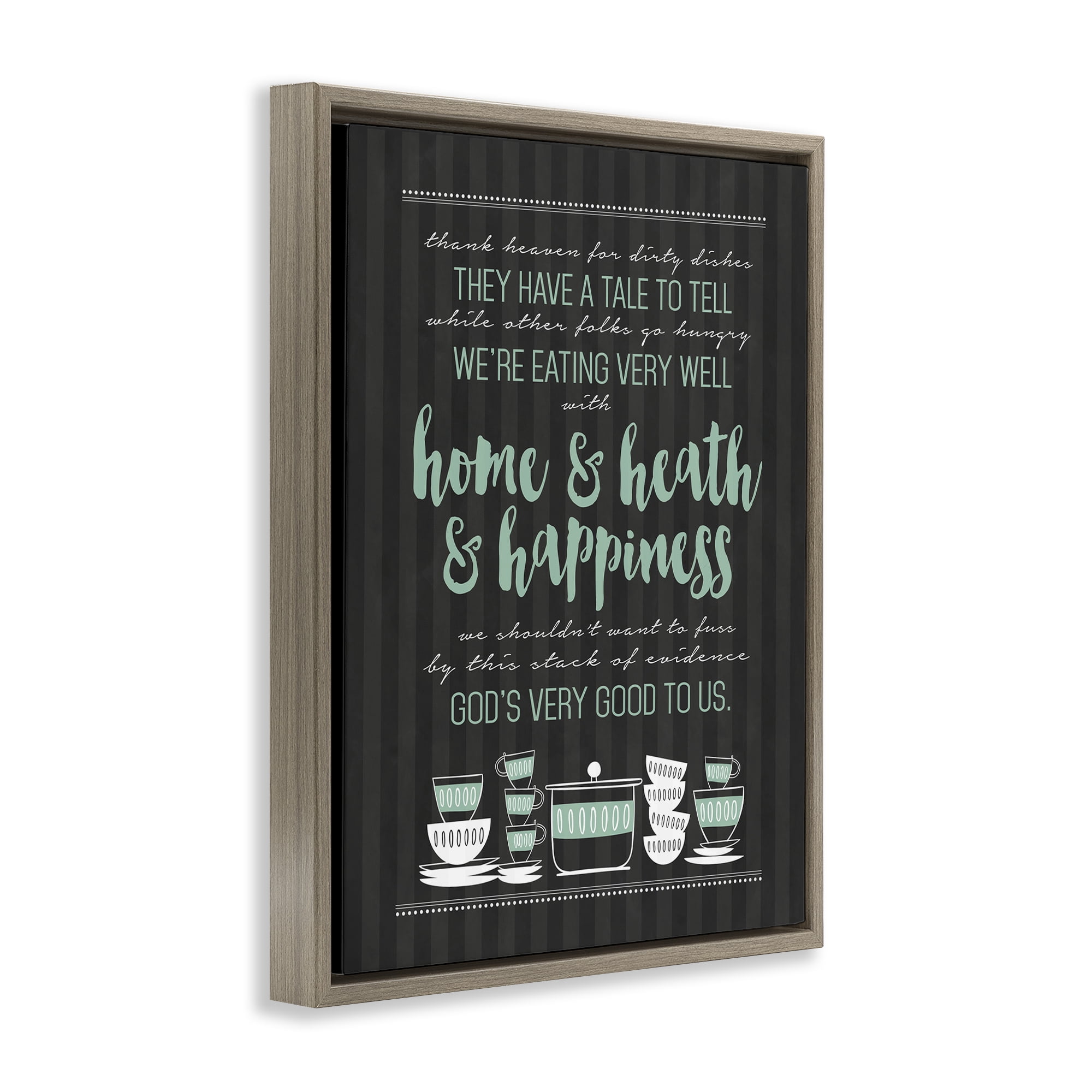 God's Good To Us Kitchen Brown Framed Floater Canvas Wall Art, design by Lettered and Lined