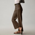 thumbnail image 4 of Mohiass Womens Stretch Twill Pants Casual High Waisted Wide Leg Cropped Pants Straight Leg Ankle Chino Pant with Patch Pockets Coffee M, 4 of 9