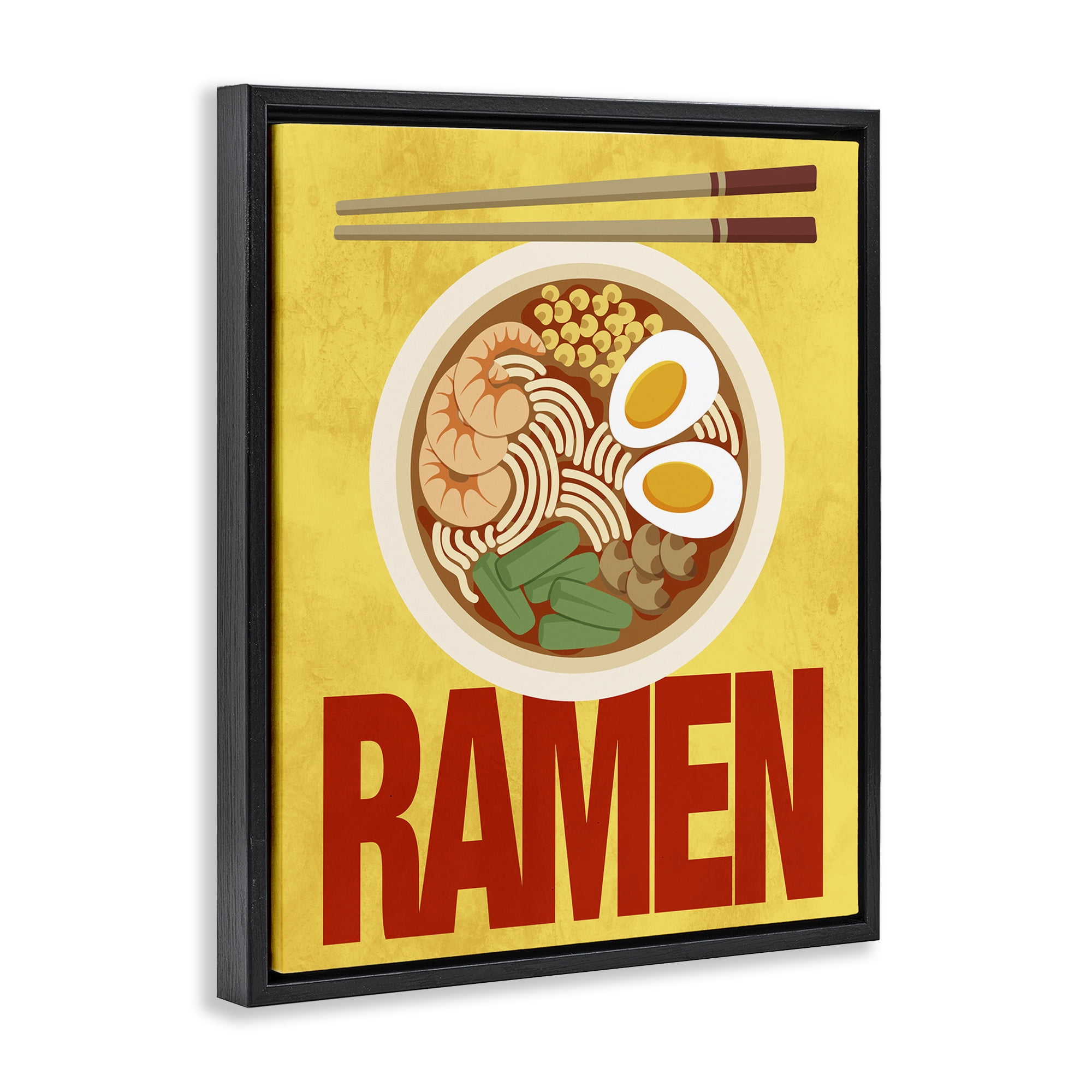 Stupell Industries Bright Ramen & Chopsticks Black Framed Floater Canvas Wall Art, design by Marcus Prime