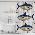 thumbnail image 2 of Retro Fish Coastal Shower Curtain Set - Long 72" x 84" Washable Bathtub Curtain with 12 Hooks, Summer Beach Nautical Ocean Waterproof Fabric Stall Shower Curtains for Bathroom/Bathtub Décor, 2 of 6