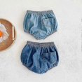 thumbnail image 3 of Conjunto de 2 pantalones cortos vaqueros para bebés y niños, cubrepañales holgados, pantalones bombachos, 90 cm, azul claro/oscuro, 3 of 5