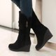 thumbnail image 4 of Zapatos de mujer, Color sólido, moda informal, gamuza, cremallera superior, tacones de cuña, cálido invierno, botas de vaquero resistentes al desgaste Wmkox8yii sa3337, 4 of 6