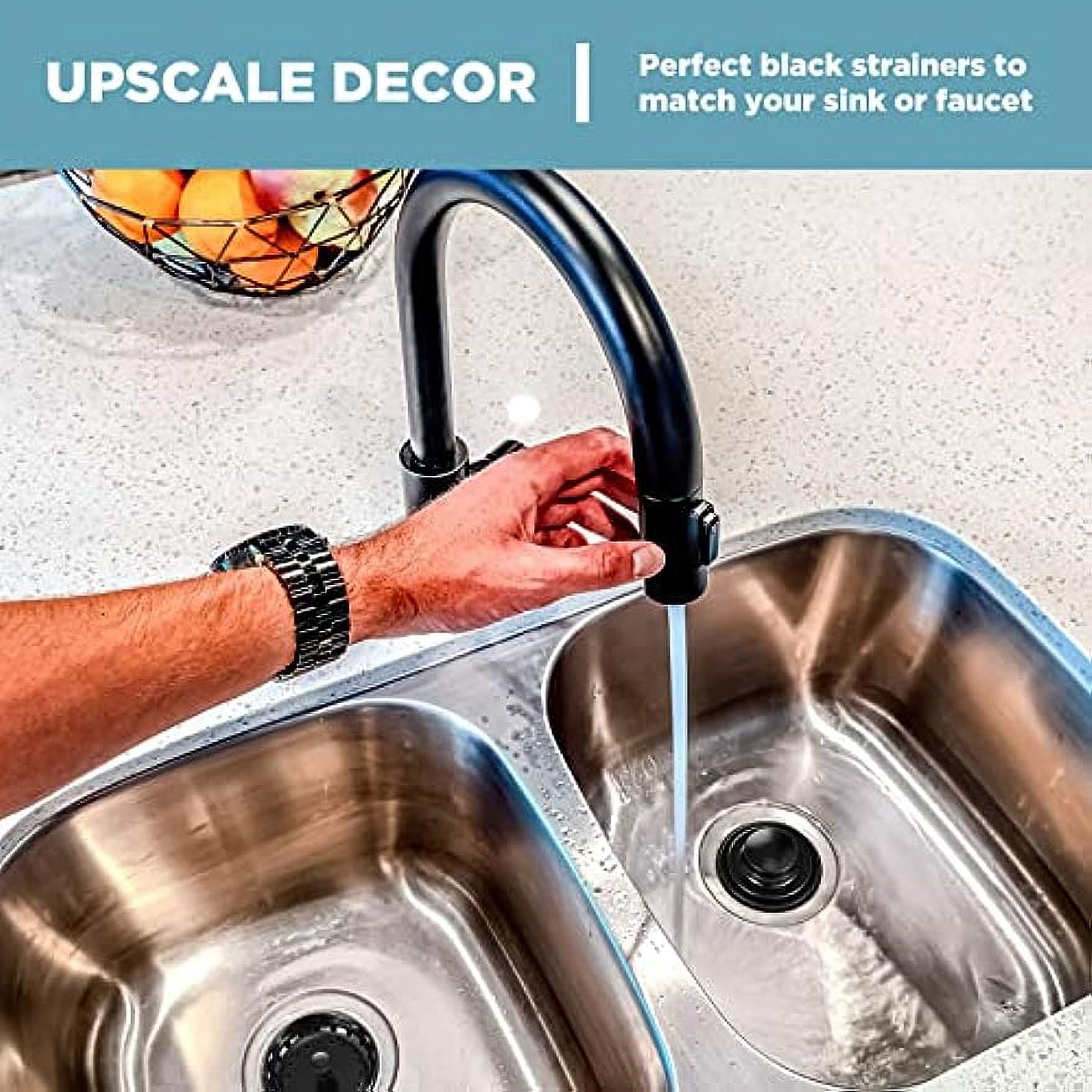 3pcs Kitchen Sink Stopper Filter Garbage Disposal Stopper, Stainless Steel Universal Anti-Clog Kitchen Sink Strainer Sieve Basket Filter, Wide Brim For Kitchen Sink Drain (Black)
