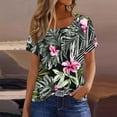 thumbnail image 2 of PeiLuo Women's Summer Tops: Dressy Casual Short Sleeve Button V Neck T-Shirts, Trendy Cute Tees with Floral Boho Tunic Blouses, 2 of 5