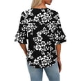 thumbnail image 5 of Fmbrln Womens Tops Summer Fashion Double Layered Short Sleeve V Neck T-Shirts Casual Loose Fit Floral Print Beach Vacation Blouses, 5 of 7